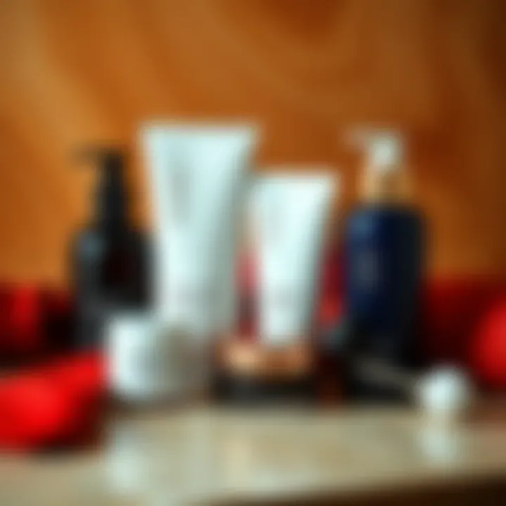 A selection of skincare products suitable for post-exercise routines, emphasizing skin care