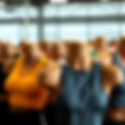 A vibrant collection of athletic tops showcasing various styles and materials.