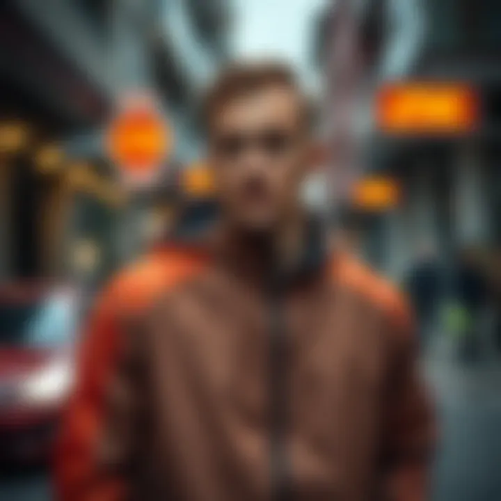 Man wearing a sporty jacket in an urban environment