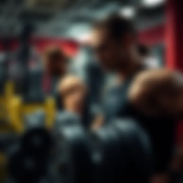 Partners lifting weights in a gym with focus