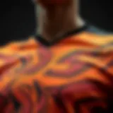 A close-up view of a state-of-the-art sports jersey showcasing intricate designs and high-performance fabric.