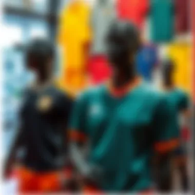 An overview of various sports uniforms displayed in a vibrant atmosphere, emphasizing their role across different disciplines.