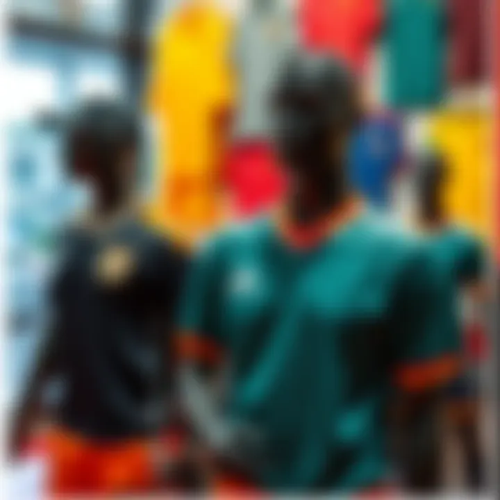 An overview of various sports uniforms displayed in a vibrant atmosphere, emphasizing their role across different disciplines.