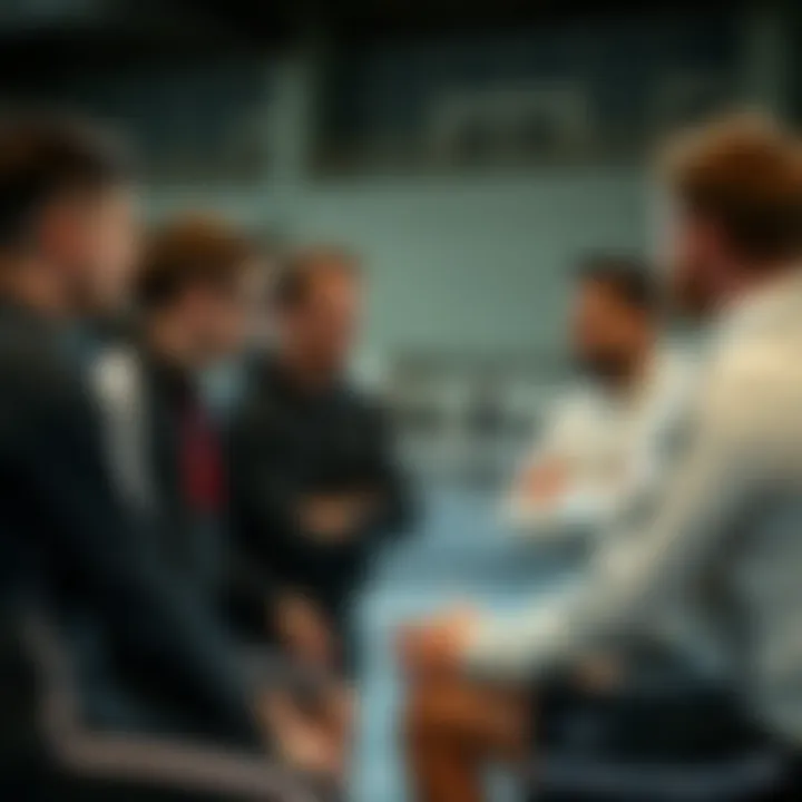 Sharing Insights: Strategies and Skills Group of athletes discussing techniques and strategies