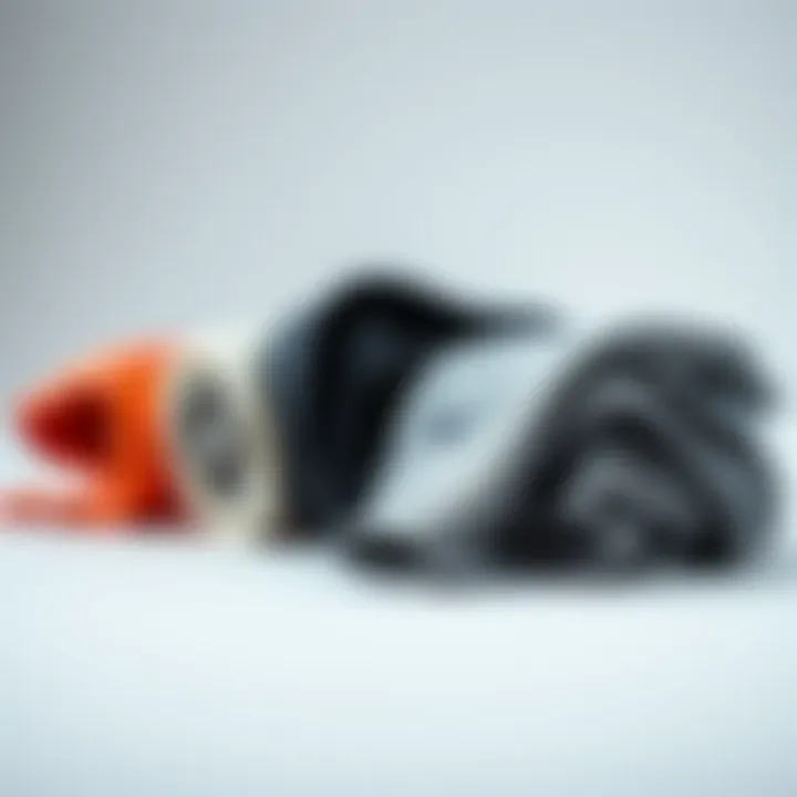 An array of different materials used in crafting sports legwear