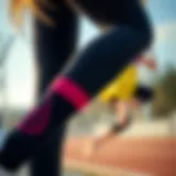 A detailed view of stylish sports leggings featuring ankle cuffs