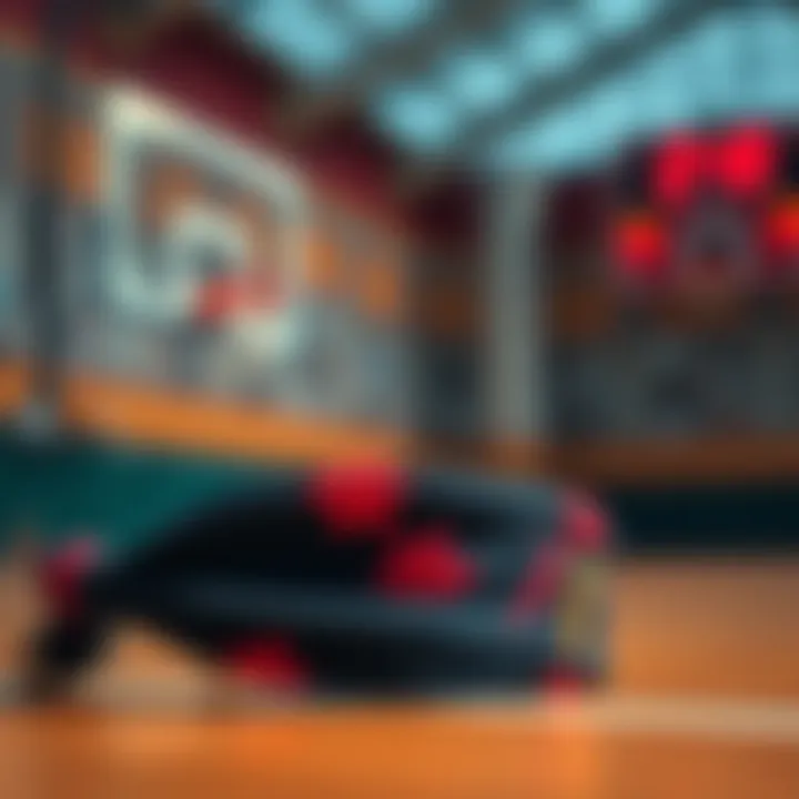 Close-up of a trendy headband on a basketball court