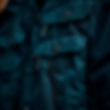 Close-up of functional pockets on a utility jacket