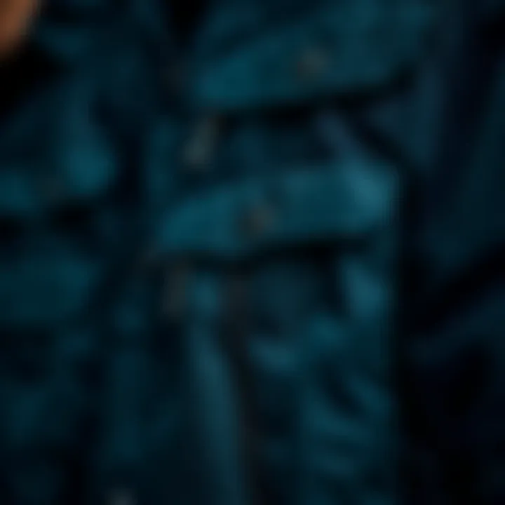 Close-up of functional pockets on a utility jacket