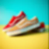 Stylish Vans athletic shoes displayed on a vibrant background