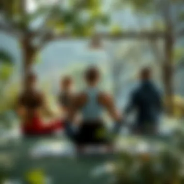 Group meditation session in a tranquil setting