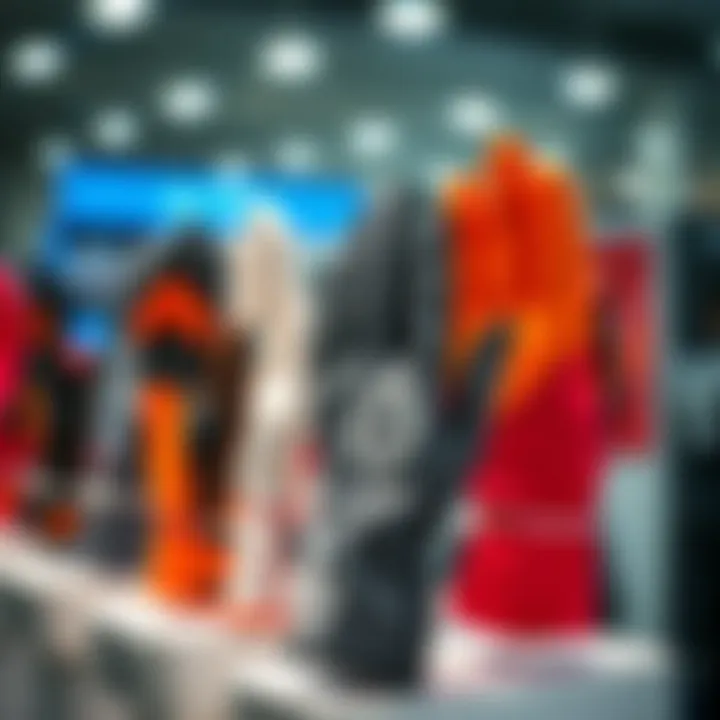 Various designs and materials of sticky gloves on display