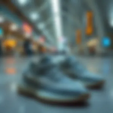 Yeezy slippers in a fashionable setting, highlighting their market influence