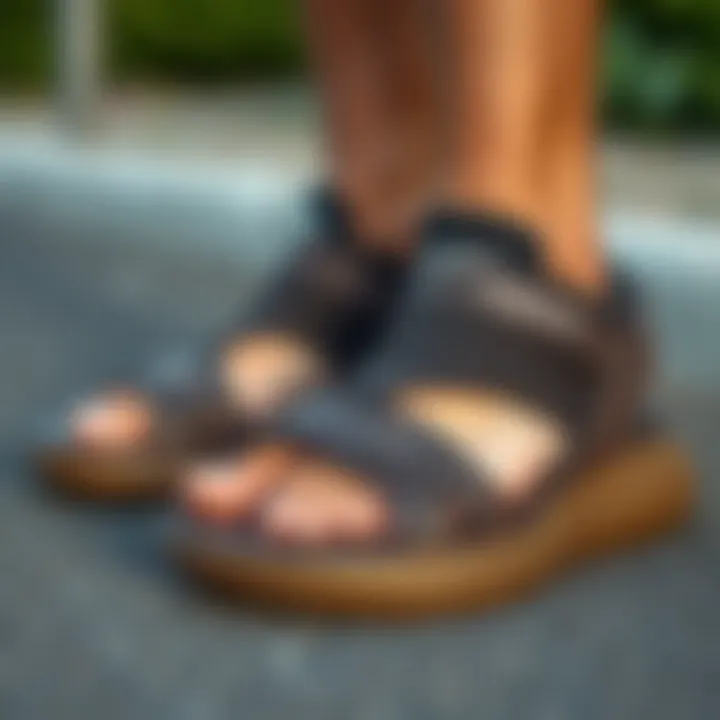 Comparison of authentic Yeezy sandals with counterfeit ones